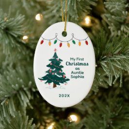 Min första jul som Auntie Personlig Julgransprydnad Keramik
