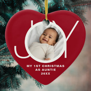 Min första jul som Auntie Photo Red Julgransprydnad Keramik