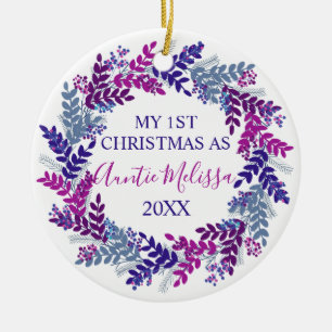 Min första jul som Auntie Year Lila WAN Julgransprydnad Keramik
