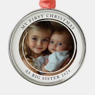 Min första jul som Big Sister Anpassningsbar Photo Julgransprydnad Metall
