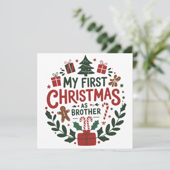Min första jul som bror familjen matchande  julkort (Stående Fram)