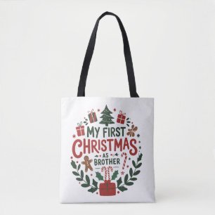 Min första jul som bror familjen matchande tygkasse