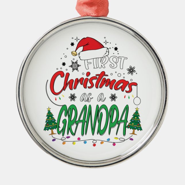 Min första jul som en morfar. julgransprydnad metall (Framsidan)