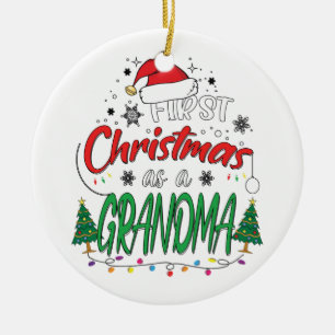 Min första jul som en mormor. julgransprydnad keramik
