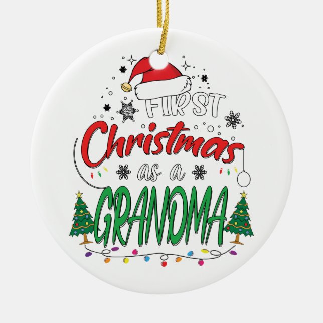 Min första jul som en mormor. julgransprydnad keramik (Framsidan)