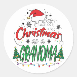 Min första jul som en mormor. runt klistermärke