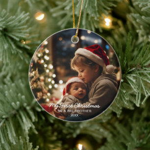 Min första jul som ett foto av Big Bother-familjen Julgransprydnad Keramik