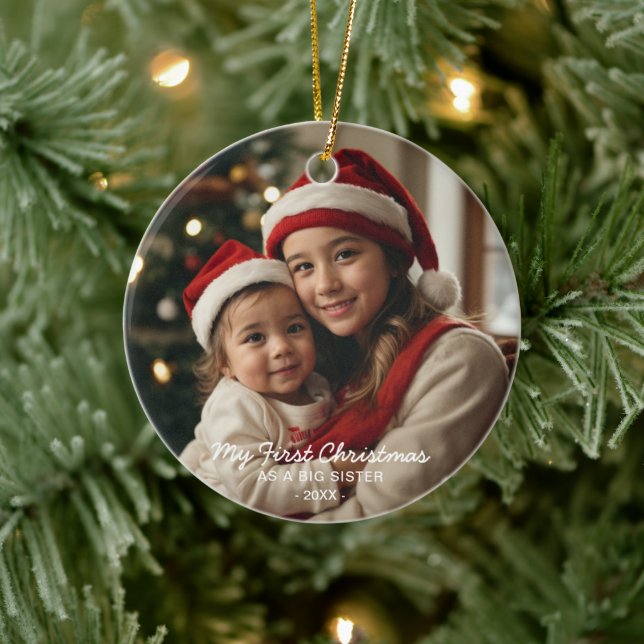 Min första jul som ett foto av Big Sister-familjen Julgransprydnad Keramik (Träd)