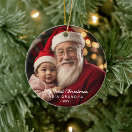 Min första jul som ett morfar-familjfoto julgransprydnad keramik