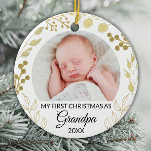 Min första jul som farfar Foto Guld bladverk Julgransprydnad Keramik