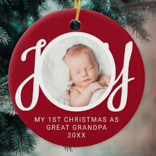Min första jul som gammelfarfar Foto Rött Julgransprydnad Keramik