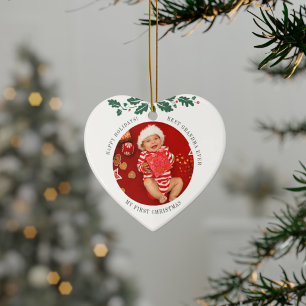 Min första jul som Grandma Baby och Mamma Photo Julgransprydnad Keramik