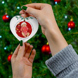 Min första jul som Grandma Baby Photo Julgransprydnad Keramik