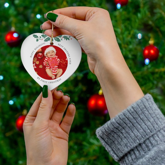 Min första jul som Grandma Baby Photo Julgransprydnad Keramik (Skapare uppladdad)