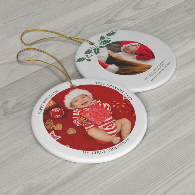 Min första jul som Grandma Baby Photo Julgransprydnad Keramik (Skapare uppladdad)