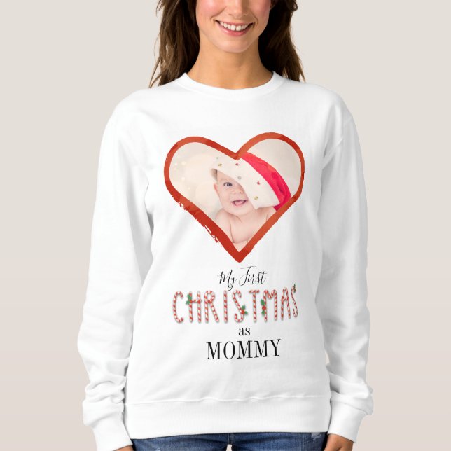 Min första jul som Kärlek Heart Baby Photo T Shirt (Framsida)