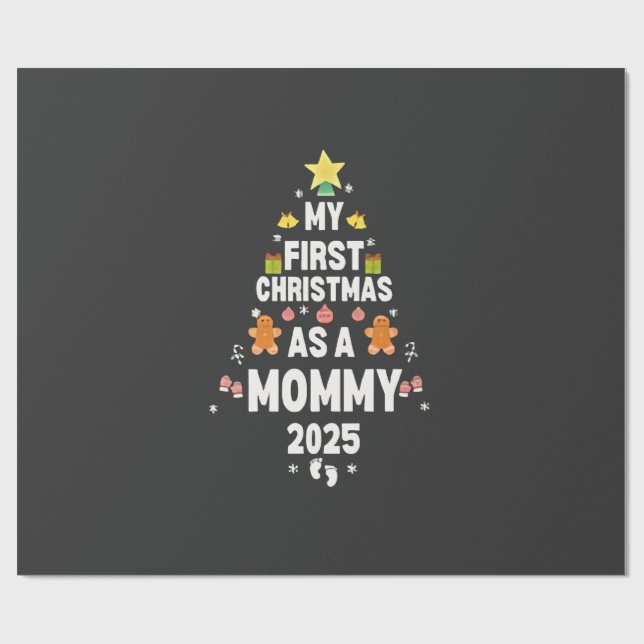 Min första jul som mamma 2025 Xmas Presentpapper (Platt)