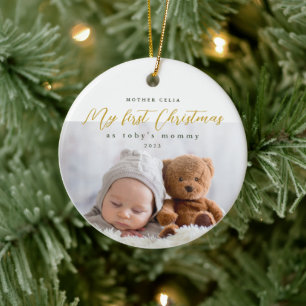 Min första jul som Mamma Photo och År Julgransprydnad Keramik