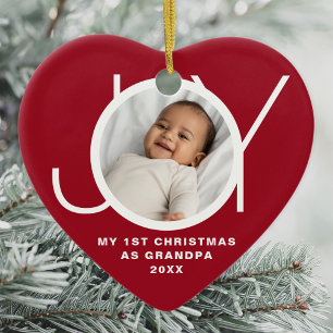 Min första jul som morfar Photo Red Julgransprydnad Keramik