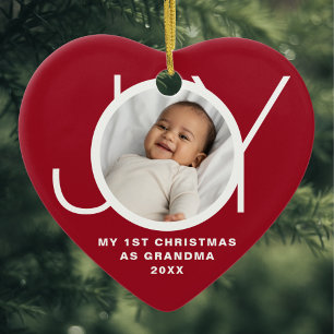 Min första jul som mormor Photo Red Julgransprydnad Keramik