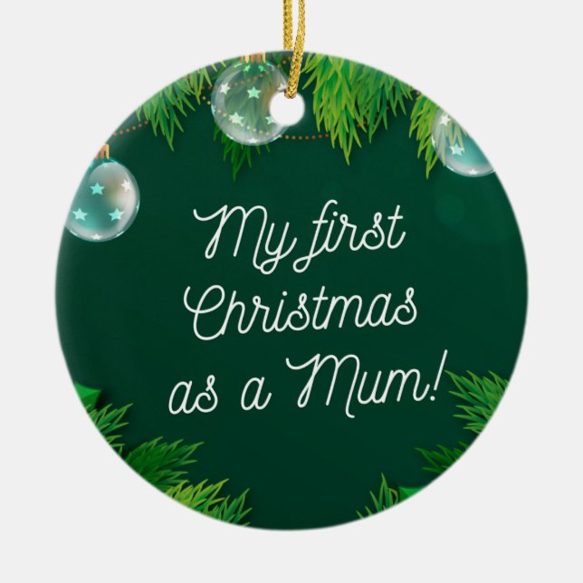 Min första jul som Morsa! Julgransprydnad Keramik (Framsidan)