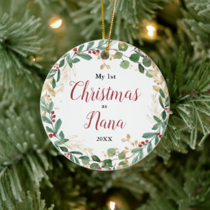 Min första jul som Nana Grandma elegant-foto Julgransprydnad Keramik
