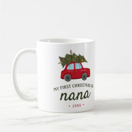 Min första jul som Nana Red Car Träd Kaffemugg