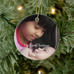 Min första jul som stor syster julgransprydnad keramik