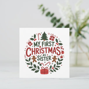 Min första jul som syster familjen matchande jul julkort