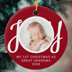 Min första jul som Underbar farmor Photo Red Julgransprydnad Keramik