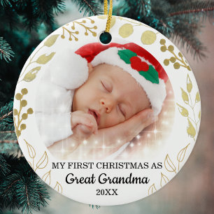 Min första jul som Underbart mormor Foto Julgransprydnad Keramik