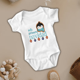 Min Första Jul Söt Pingvin Spansk Bebis T Shirt