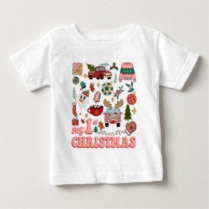 Min första jul söta groovy retro bilder t shirt