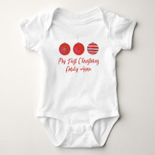 Min Första Jul söta röda dekorationer Anpassade T Shirt