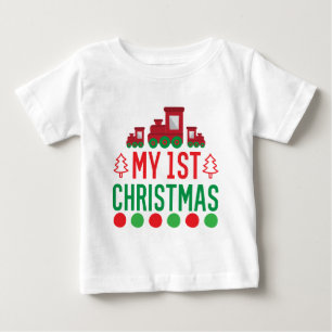 Min första jul söta röda gröna tåg t shirt