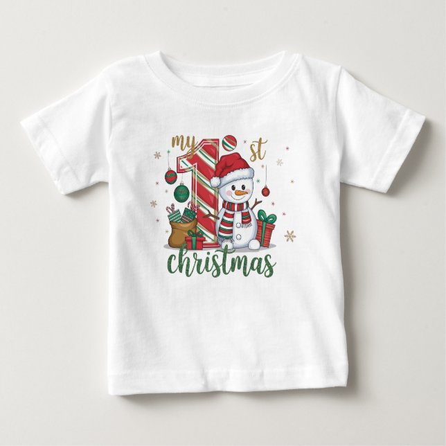 Min första jul söta snöman t shirt (Framsida)