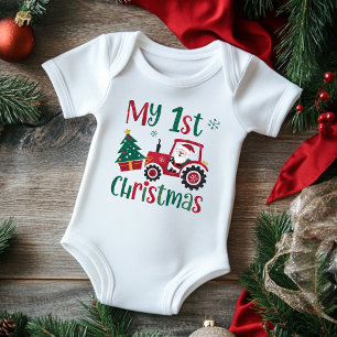 Min första jul söta tomte traktor gård t shirt