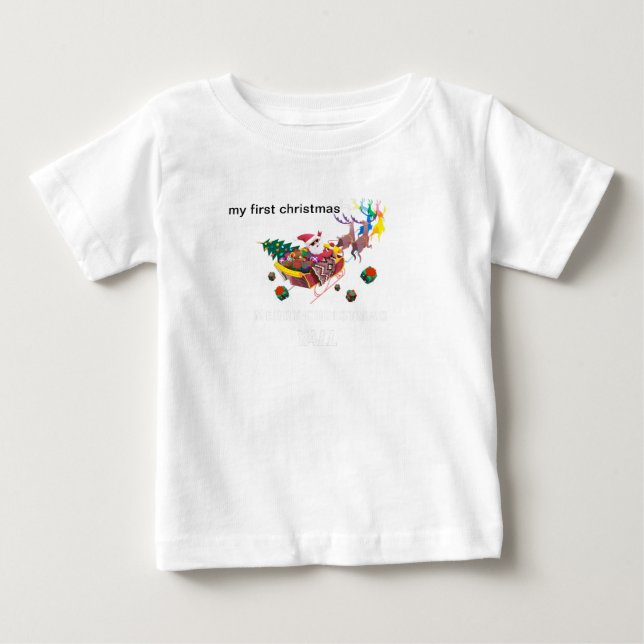 min första jul tomte och släde t shirt (Framsida)