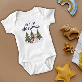 Min Första Jul Tomte Vinter Skog Bebis T Shirt