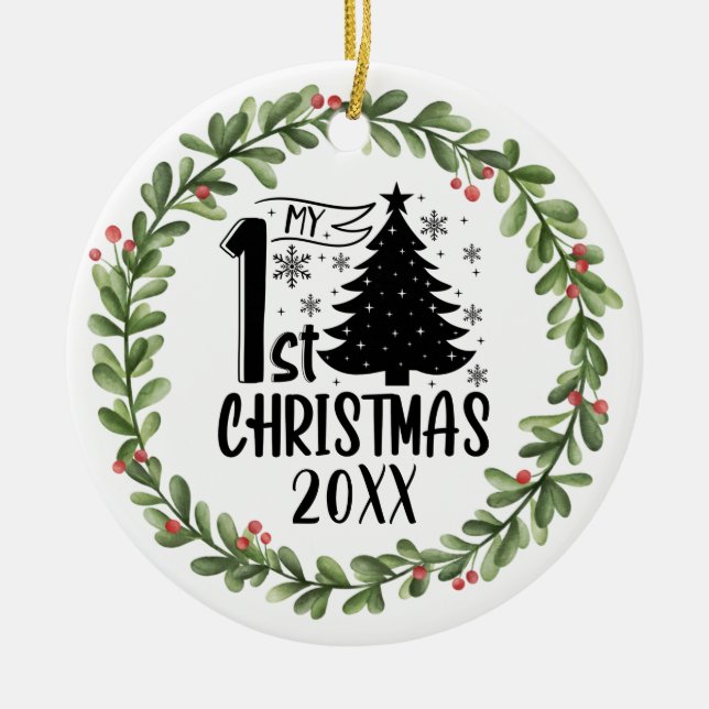 Min första julaftonsfärgning - andedräkt julgransprydnad keramik (Framsidan)
