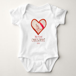 Min Första Julen Kärlek Hjärtat Baby Foto T Shirt