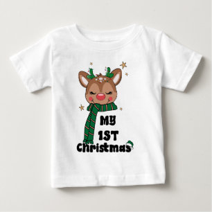 Min Första Julen Typografi Söt Ren T Shirt