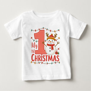 Min Första Julen Typografi Söt Snöman T Shirt