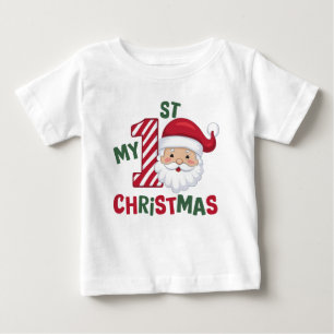 Min Första Julen Typografi Söt Tomte T Shirt