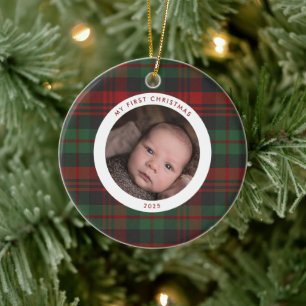 Min första julfotfoto i Nyfödd bebis Julgransprydnad Keramik