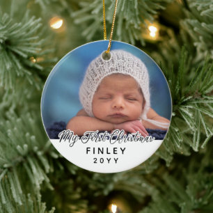 Min första julfotoutställning Baby Dubbla Side Julgransprydnad Keramik