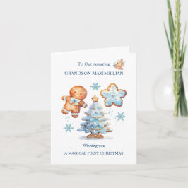 Min första julhelg Gingerbröd Boy Snowy Träd Kort