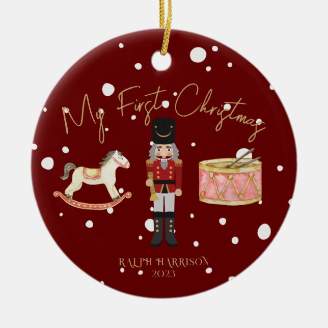 Min första julklackare Kids Namn Julgransprydnad Keramik (Framsidan)