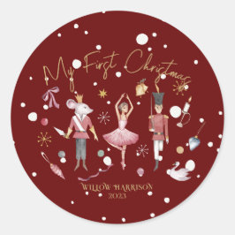 Min första julklackare Kids Namn Runt Klistermärke