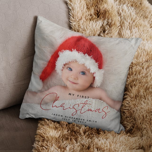 Min första julklapp Elegant Baby Photo Kudde (Skapare uppladdad)